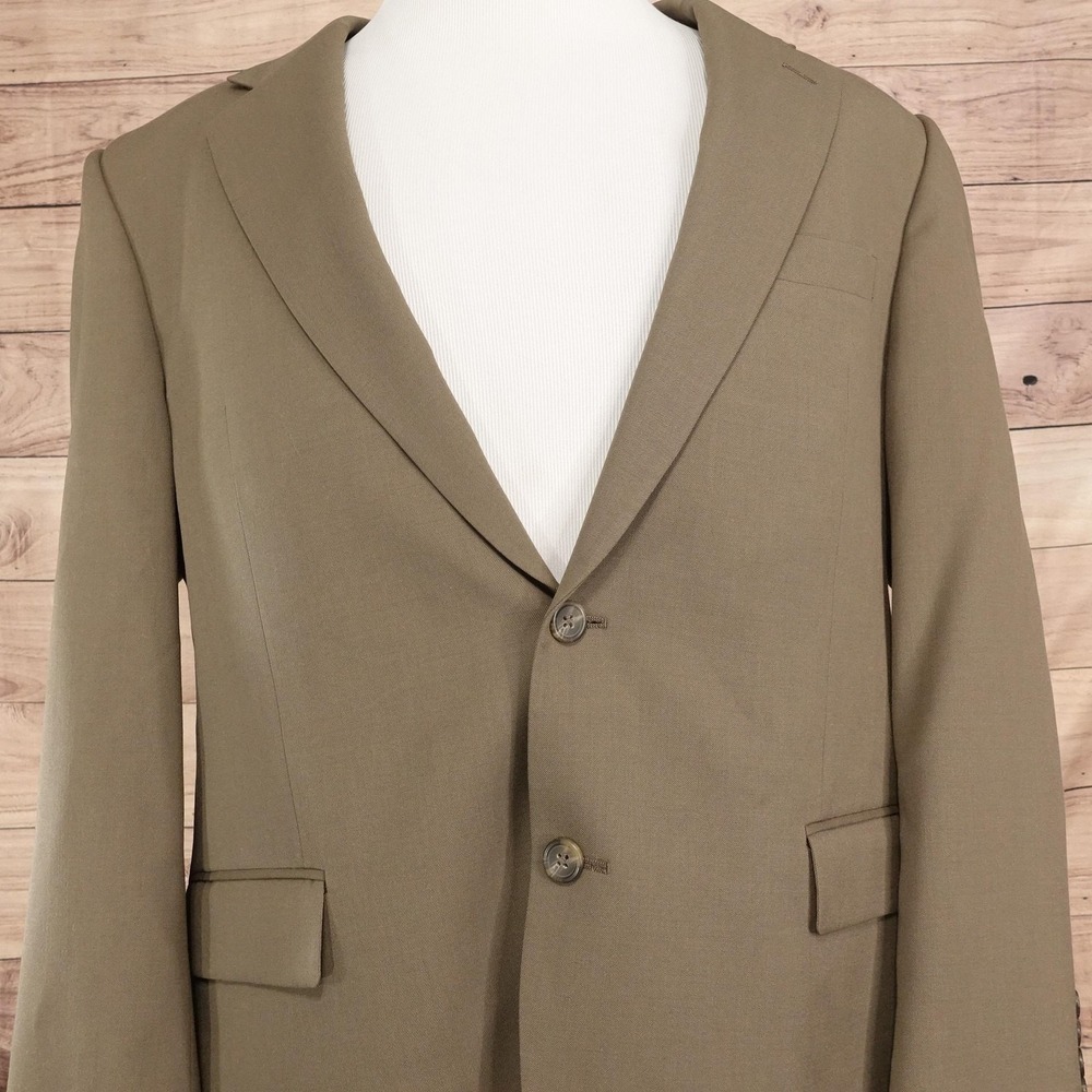 IZOD Blazer Mens 44R Brown 100% Wool Single Breasted 2 Button Notch Jacket VTG